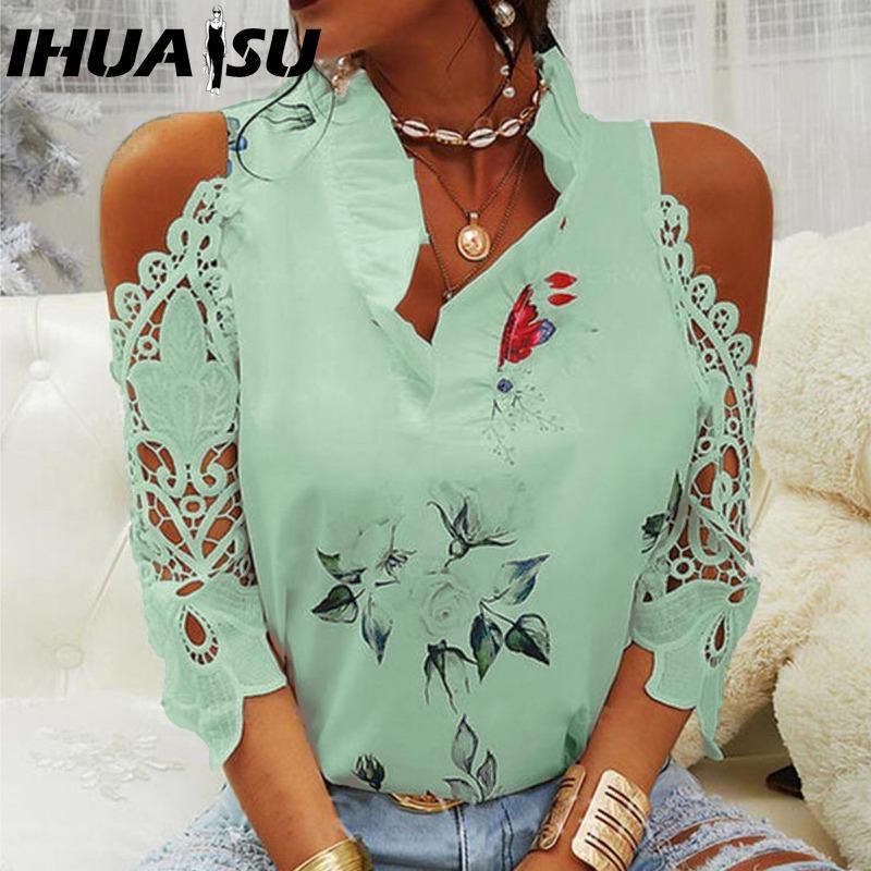 IHUASU Women's Fashion Casual V Neck Blouses & Shirts