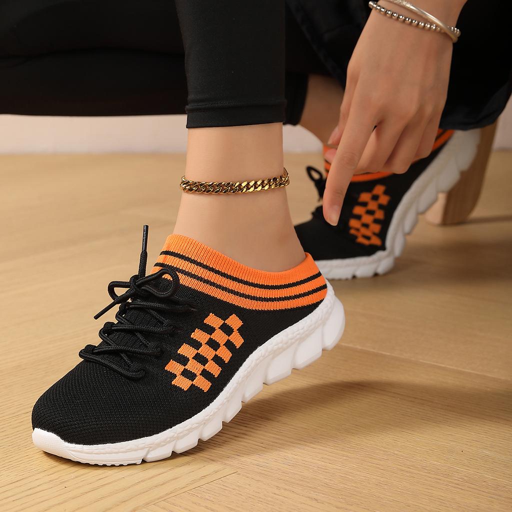 TUINANLE Women's Shoes Geometric Patterns Mesh Platform Sandals Couples Half Slippers Casual Non-Slip Platform Shoes