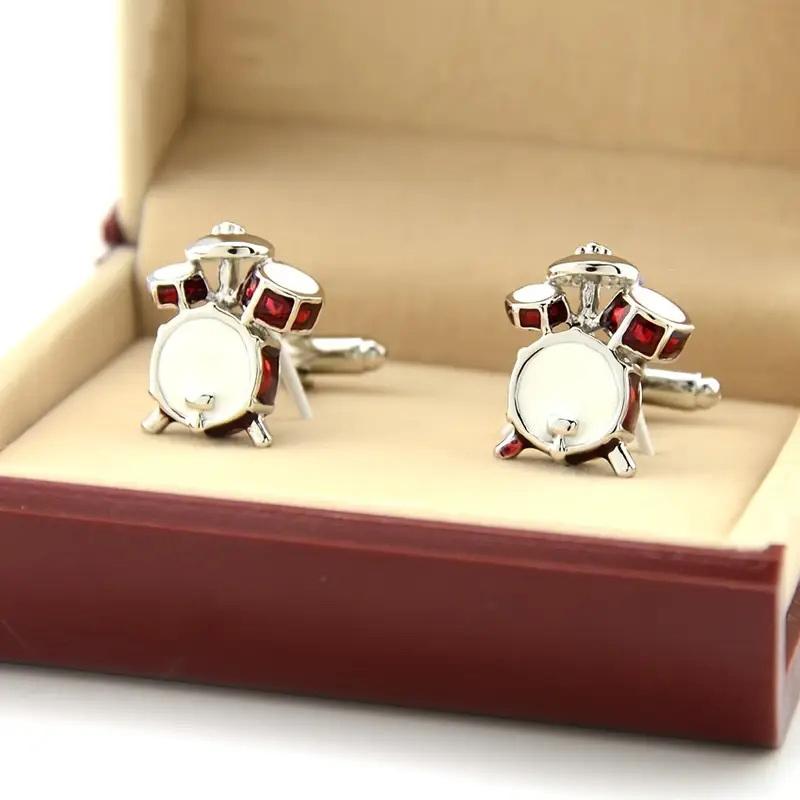 Запонки для гитары Мода Личность Темперамент Ювелирные изделия Запонки Мужские Группа Барабан Французские запонки