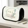 1pc Flip-Top Pencil Case, Cute Eraser Pastel Large Capacity Thickened Oxford Pencil Bag Double-Layer Zipper Pencil Pouch, Aesthetic Back To School Sup