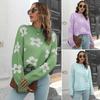Women's Loose Sweater Autumn and Winter Long-sleeved Daisy Knit Sweater