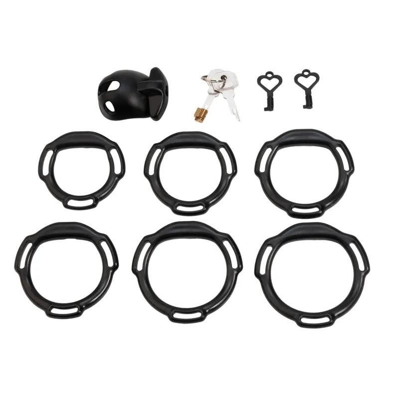 New Chastity Cage Curve Rings Fidelity Cage S M L Size Cock Cage with 6 Penis Ring Invisible Adult Sex Toy for Male SM Sex Game