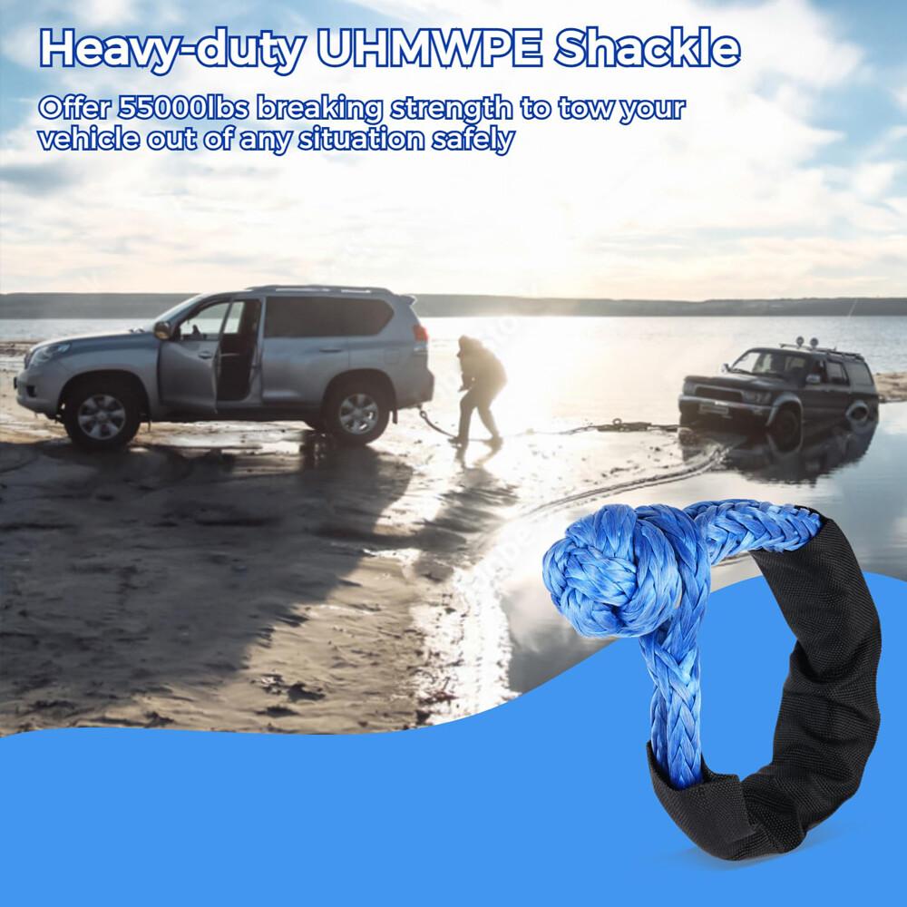 Heavy Duty Recovery Ring Snatch Block Pulley w/ Soft Shackle Tow Winch Rope
