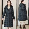 Гофрированная съемная шапка большого размера XL-6X талия вниз хлопковая одежда женская одежда средняя и длинная зимняя корейская версия толстое пальто
