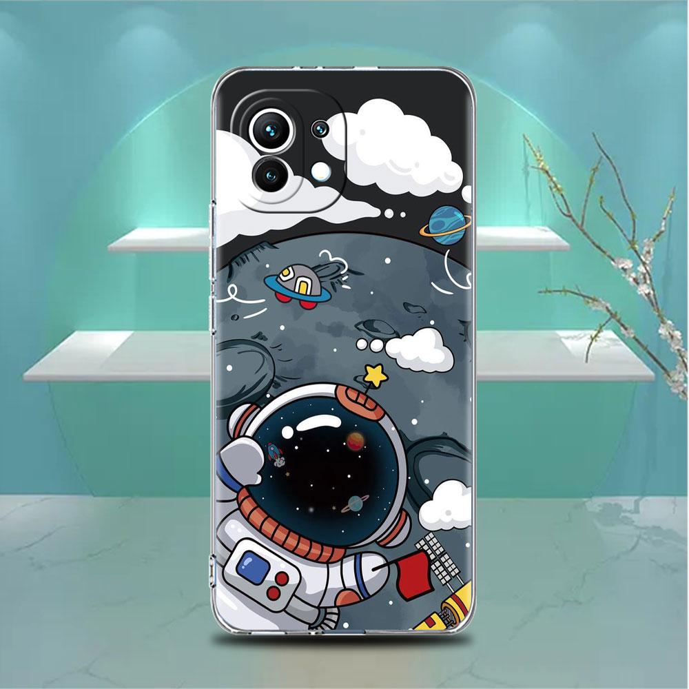 Прозрачный чехол Astronaut Universe для Xiaomi Mi Poco X3 NFC M3 Pro F3 F1 11 Lite 12 Note 10 11T 9T