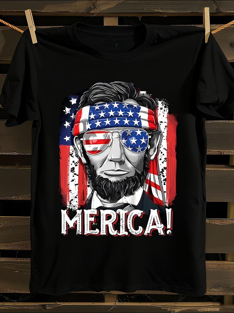 Patriotic American Flag Tshirt and Abraham Lincoln Graphi...