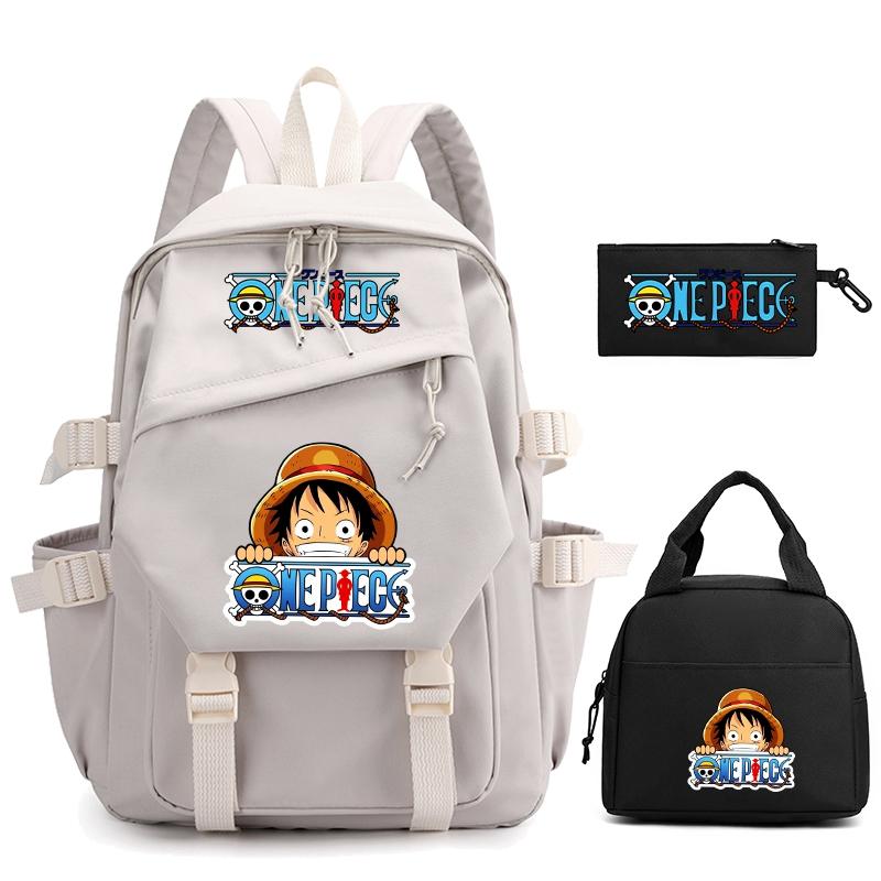 3 шт./компл., цельный нейлоновый рюкзак в стиле аниме с сумкой для обеда для девочек и мальчиков, школьный рюкзак для мужчин и женщин, дорожная сумка для отдыха
