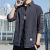 Тонкая рубашка мужская с рукавами средней длины весенне-летняя молодежная рабочая одежда рукав три четверти короткий рукав рукав пять четвертей куртка-рубашка