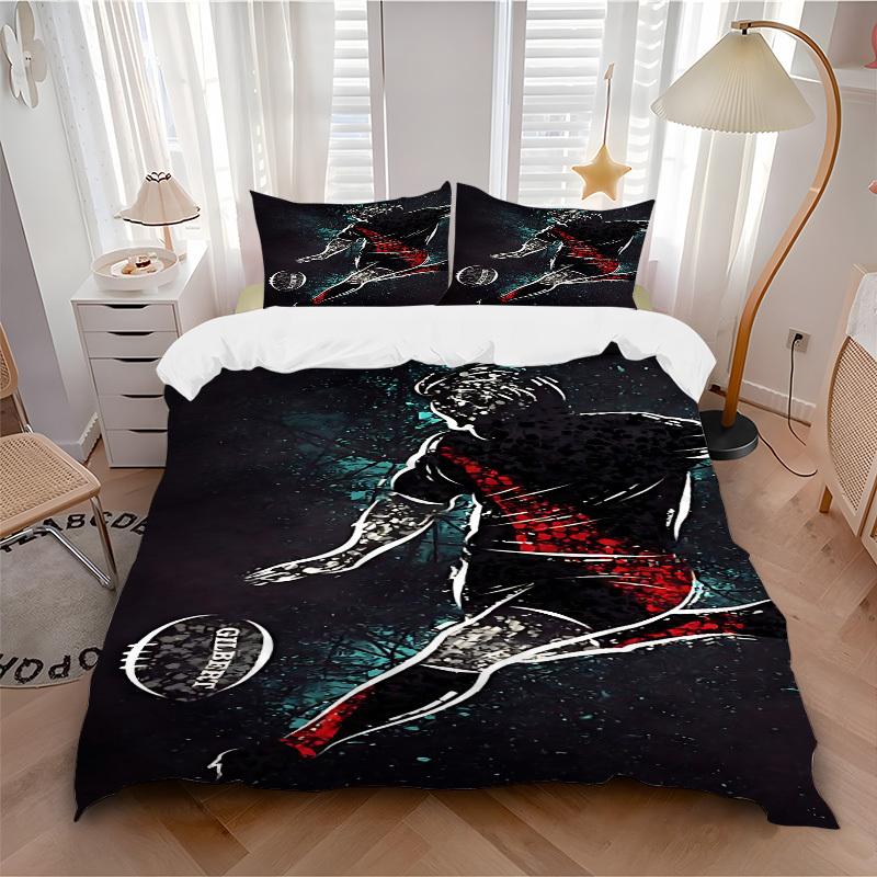 3pcs Football Player Bedding Set, Includes 1 Comforter + 2 Pillowcases, Without Pillow Inserts, Soft Comfortable, Lightweight Breathable, Pr