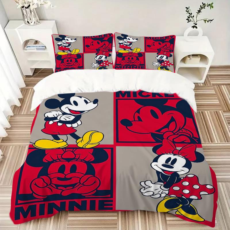 Mickey Minnie Collage Print 3Pcs Bedding Setduvet Cover With 2 Bedropillowcase Home Birthday Gift
