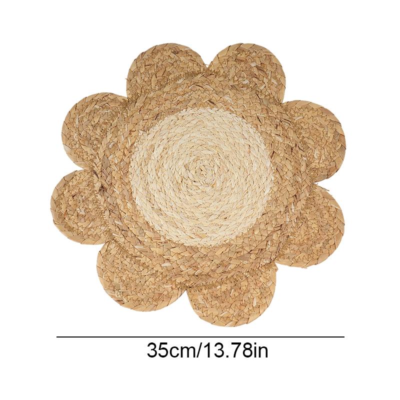 1 шт. Плетеный термостойкий поднос в форме цветка, экологичный, изолирующий, из шелухи, многоцелевой, натуральный, для дома, из кукурузы, долговечный