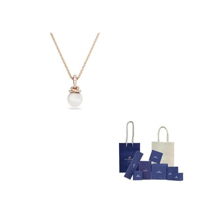 Swarovski Cubic Zirconia Rose Gold Tone Plated, Faux Crystal, Faux Pearl Necklaces Women's 5669523