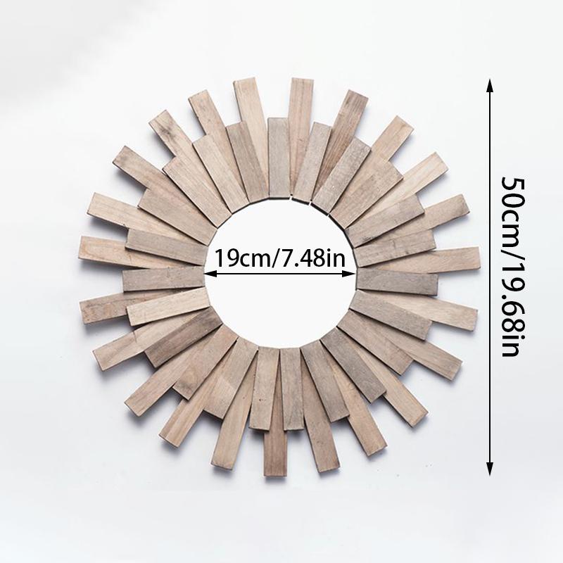 Wooden Wall Mounted Decorative Mirror Bohemian Rustic Wood Farmhouse Mirror