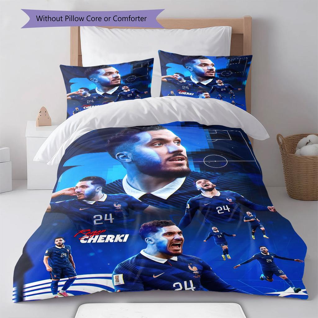Rayan Cherki Pattern Bedding Home Decoration Birthday Gift ( 1 duvet cover + 2 pillowcase, without core),fan merchandise.