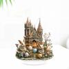 2D Easter Castle Bunny Statue Decor Creative Tabletop Sculpture Acrylic Desktop Figurine for