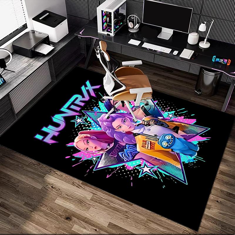 1pc Digital Printed Chair Rug for Home Office Use, Kpop Demon Hunters Carpet Appropriate for All Seasons, Soft Area Carpet