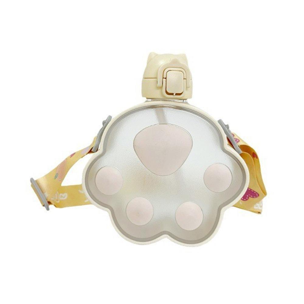 Регулируемый ремешок Бутылка для воды с кошачьей лапкой Мультяшный портативный чайник Удобный пластиковый стаканчик с соломинкой Велоспорт