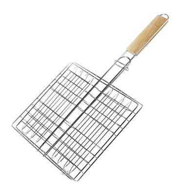 Сетка для барбекю, зажим для рыбы на гриле, корзина для кемпинга, аксессуары для барбекю, инструмент из нержавеющей стали для улицы, переносной гриль из дерева