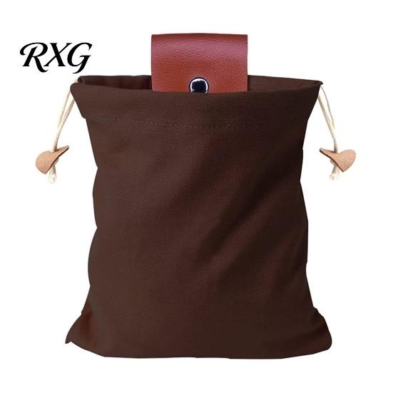 Portable Folding Pouch Collapsible Foraging Bag with Belt, Canvas And PU Leather Waist Lightweight Picking Apron Pouch, Adjustable Hands Free