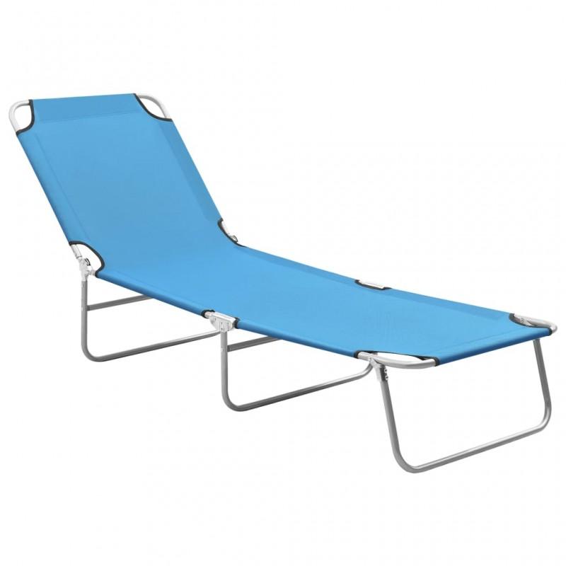 Day and Night - Day and Night Folding Steel and Turquoise Blue Fabric Lounger
