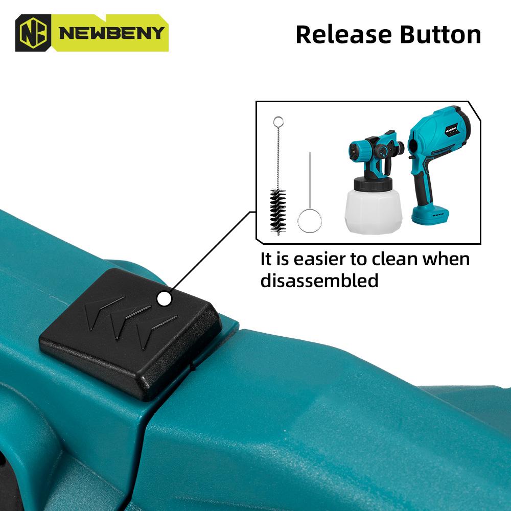 Newbeny 1000ML Cordless Electric Paint Sprayer Spray Gun Portable Paint Sprayer Auto Furniture Steel Coating Airbrush For Makita 18V Battery