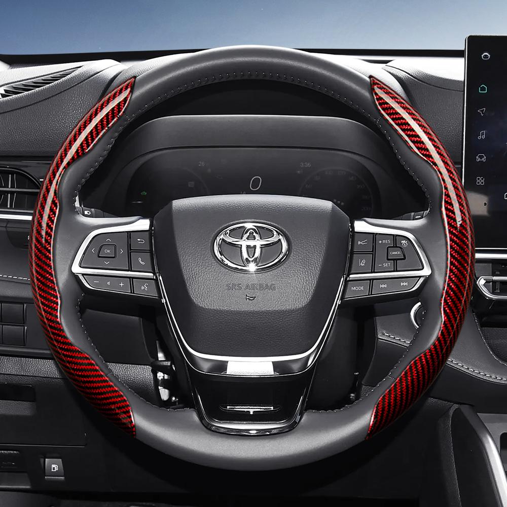 Suitable for Toyota Carbon Fiber Texture Steering Wheel Cover with Segmented Quick-Release Design, Durable, for Rav4 Hilux Camry, Yaris Corolla Cross