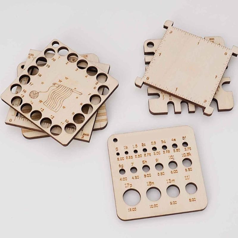 Деревянный калибр спиц, линейка для вязания, инструмент для вязания, инструмент для измерения вязания, линейка для вязальщиц, аксессуары для вязания крючком