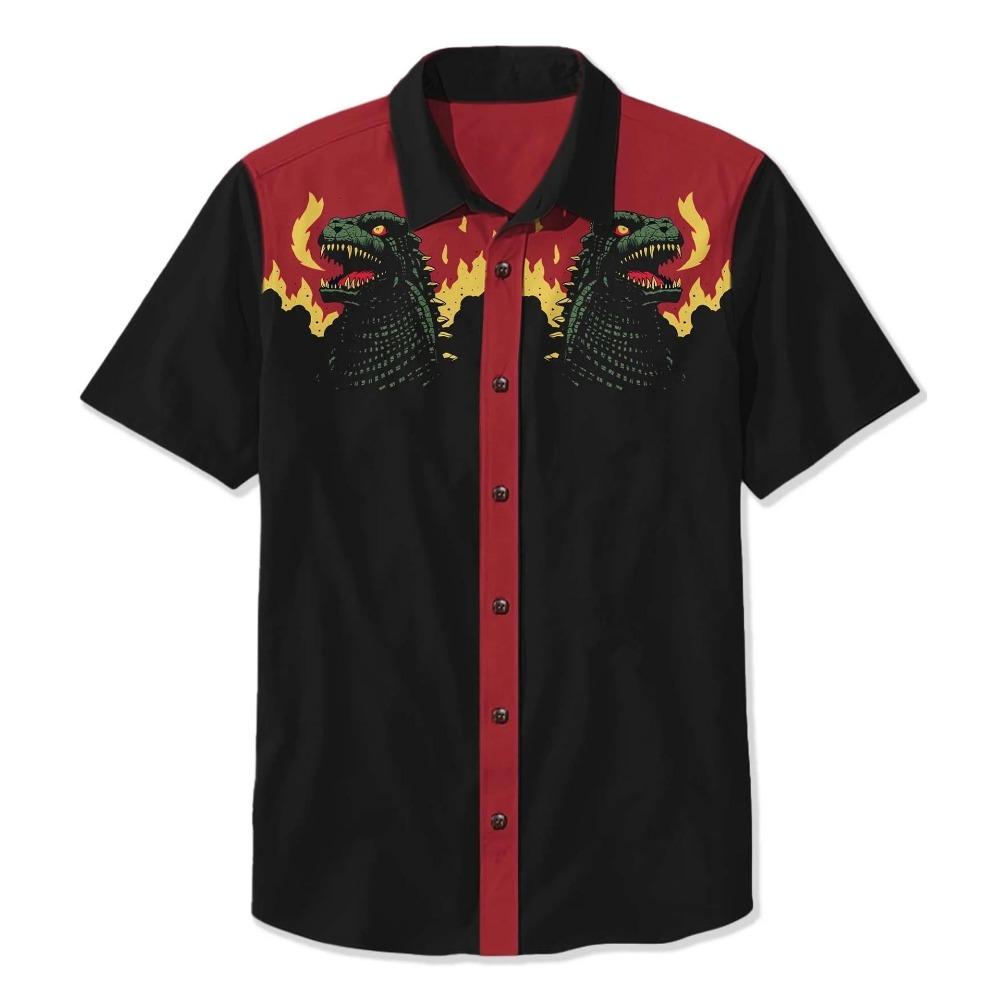 Летняя мужская рубашка в стиле вестерн с принтом в стиле отпуск, повседневная мужская рубашка с лацканами и короткими рукавами с 3D-принтом