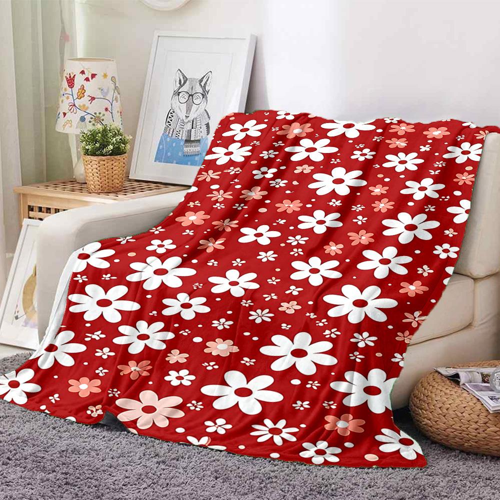 1pc Floral Pattern Lightweight Flannel Blanket, Comfortable and Warm Blanket, for Office and Camping Sofa Bed, Livingroom075