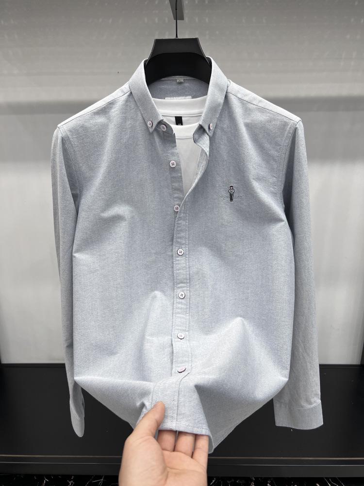 Рубашка Tommy 2024 Осень/Зима с длинным рукавом из мягкого матового оксфордского хлопка с вышивкой