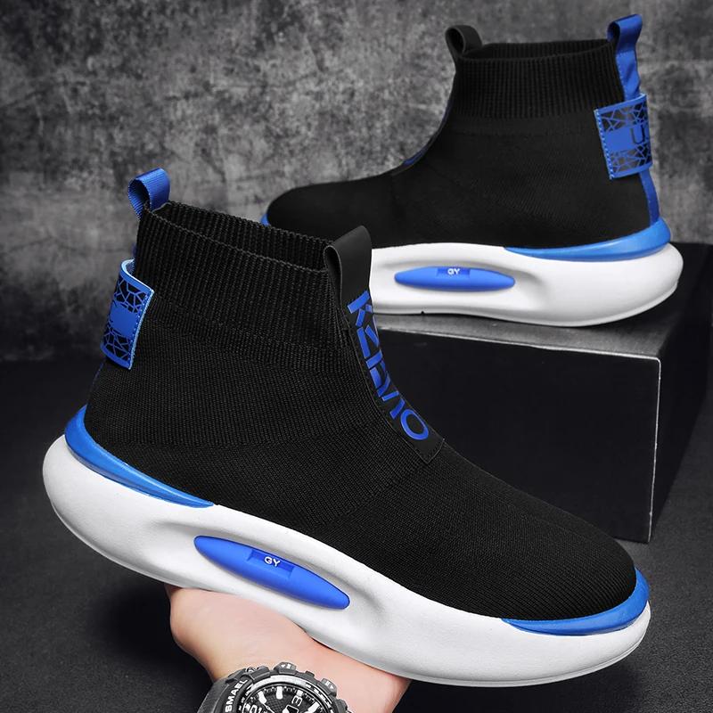 2025 Spring New Mens Casual Shoes Fashion High Elastic Socks Male Sneakers Comfortable Breathable Solid Color High-top Man Shoes