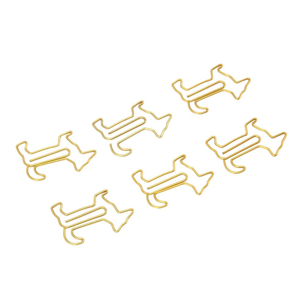 100Pcs Gold/Silver Dog Shape Paper Clips Dog Shape Portable Paper Clips Cute Paper Clips Stationery