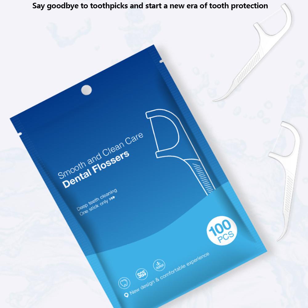 Зубная нить высокой прочности Зубочистки на нити Одноразовые пластиковые зубочистки Для чистки полости рта Уход 100 шт.