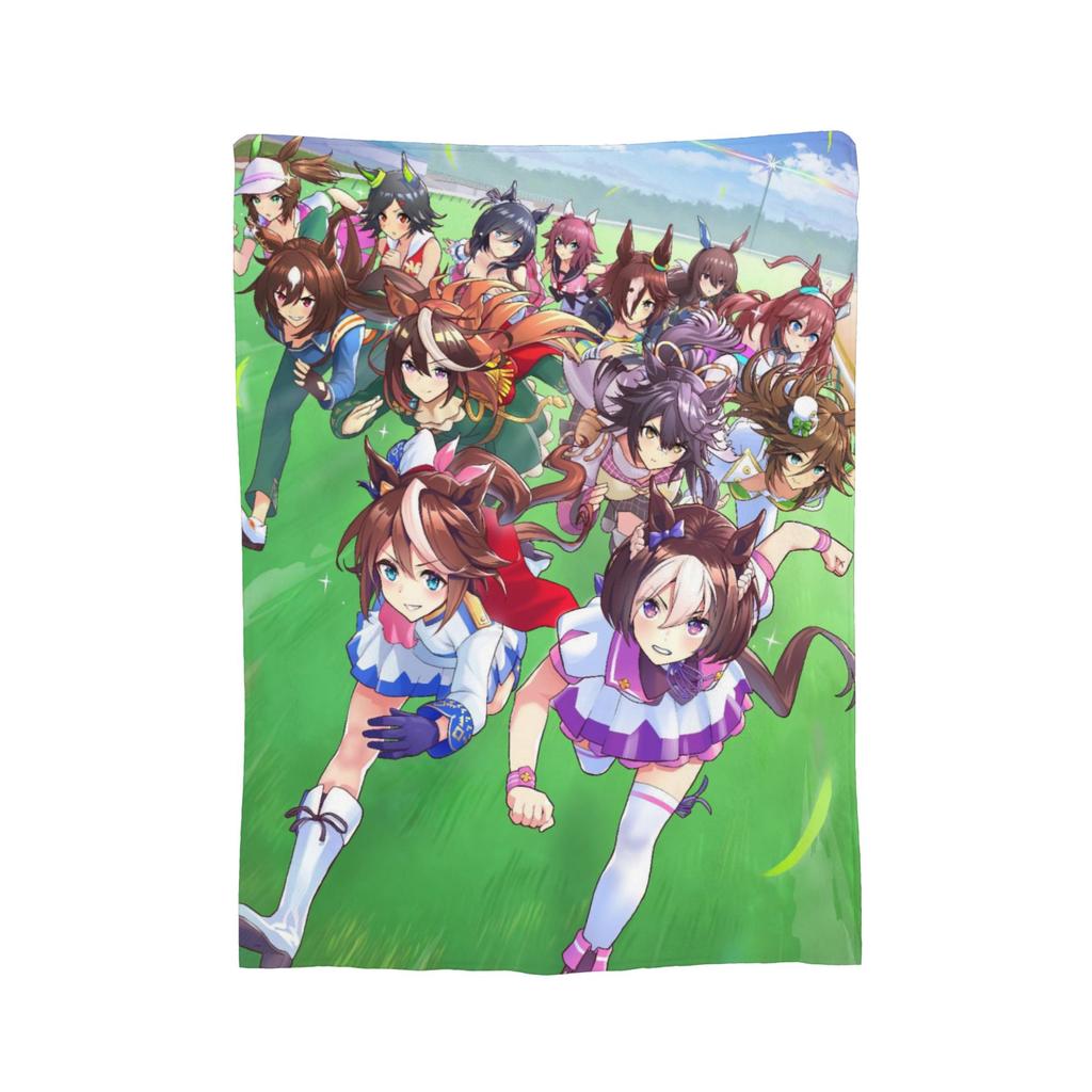 Uma Musume Pretty Derby Blankets Flannel Decoration Multi-function Super Soft Throw Blanket for Sofa Office Bedding Throws