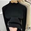Half High Collar and Thick Velvet Winter Base Sweater for Women, Soft and Stylish, with Warm and Integrated Velvet Sweater Inside