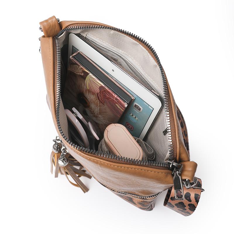 Женская ретро многослойная сумка на плечо с леопардовым принтом для мобильного телефона