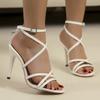 Мода 2025 Летняя мода Босоножки женские на высоком каблуке с открытым носком Женские босоножки на высоком каблуке Шпильки на шнуровке для вечеринки банкета Женская обувь