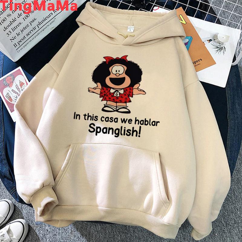 Mafalda Мужские и женские толстовки с капюшоном в японском стиле Харадзюку, осенне-зимний спортивный топ