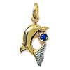 [D7216] - Gold Plated 'Dauphin Beauté' Gold White Sapphire Pendant - 10x16 Mm