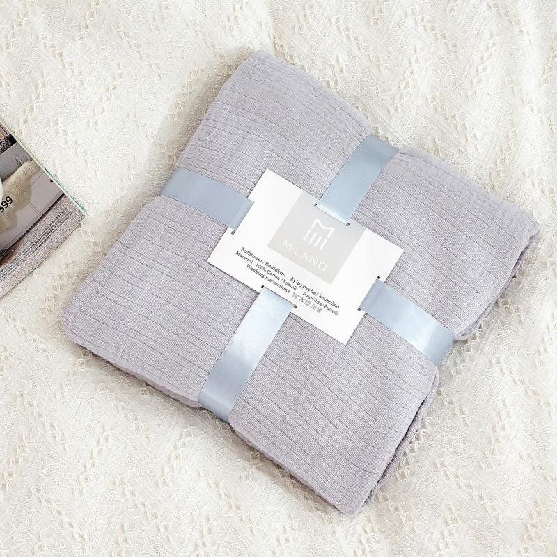 Colorful Muslin Gauze Blanket Solid Washing Cotton Wrinkle Summer Double Bed Cover Quilts Decorate Bedspread On The Beds 200*230