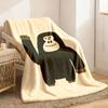 Anime Gorilla Print Flannel Blanket Soft Cozy AllSeason Throw for Sofa Travel & Camping Beige & Black French Style Design Machine Washable Gift for &