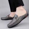 Genuine Leather Slip On Men's Shoes Luxury Brand Half Slippers Loafers Design Casual Shoes Outdoor Flat Slippers