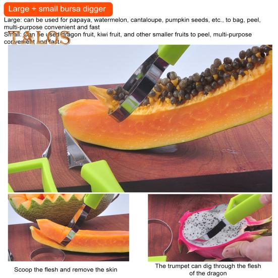 3-in-1 Stainless Steel Fruit Baller Set Melon Carving Tools Fruit Peeler Cutter Seeds Remover Ice Cream Baller Kitchen Utensils