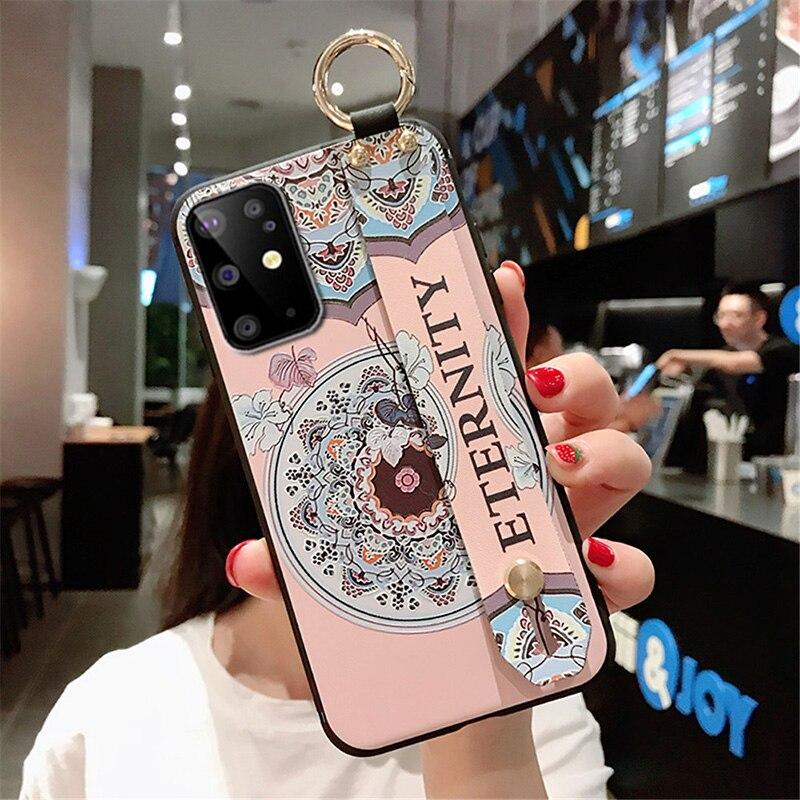 Case For Samsung Galaxy S8 S9 S10 S20 FE Plus A51 A10 A20 21s 30s A40 A50 A70 A71 Note 20 Plus Phone Holder Wrist Strap Case