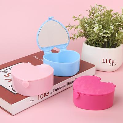 Шкатулка для украшений в форме сердца, Коробка для хранения украшений, Настольная, Студенческая, С двойным зеркалом, Органайзер для макияжа