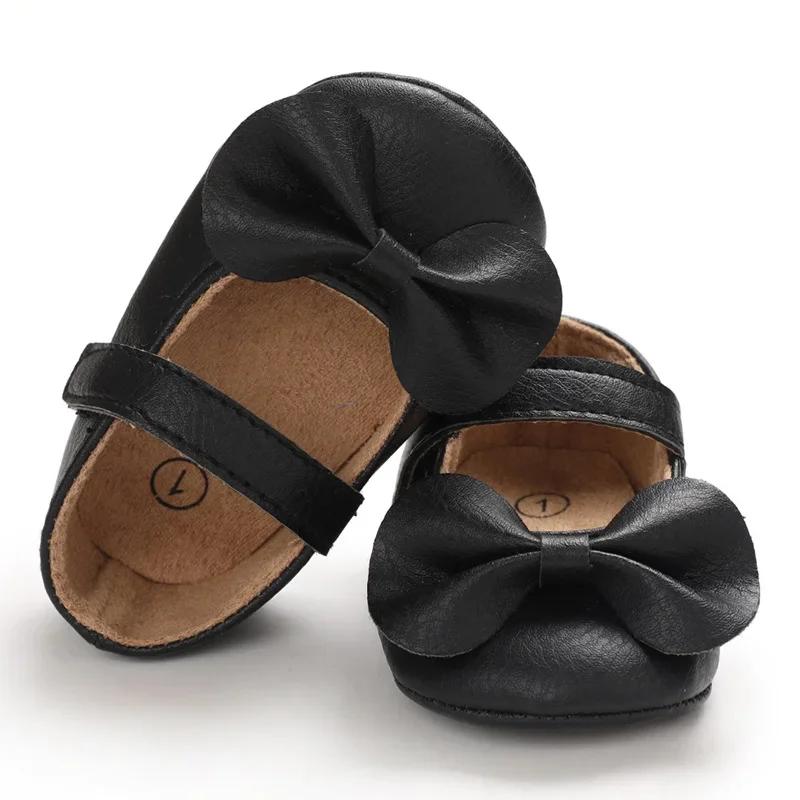 0-18 месяцев обувь принцессы для девочек верх ПУ нескользящая резиновая подошва милый бант нескользящая обувь