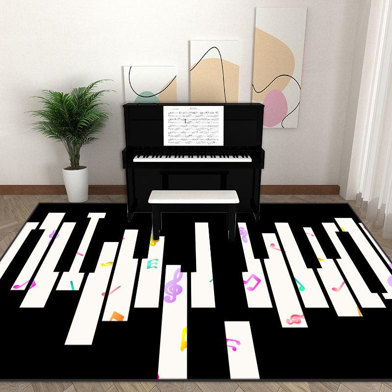 Геометрический Музыкальный Инструмент Кристаллический Бархат Нескользящий Звукоизолирующий Напольный Коврик для Пианино и Барабанов - Грязеотталкивающий, Моющийся Ковер