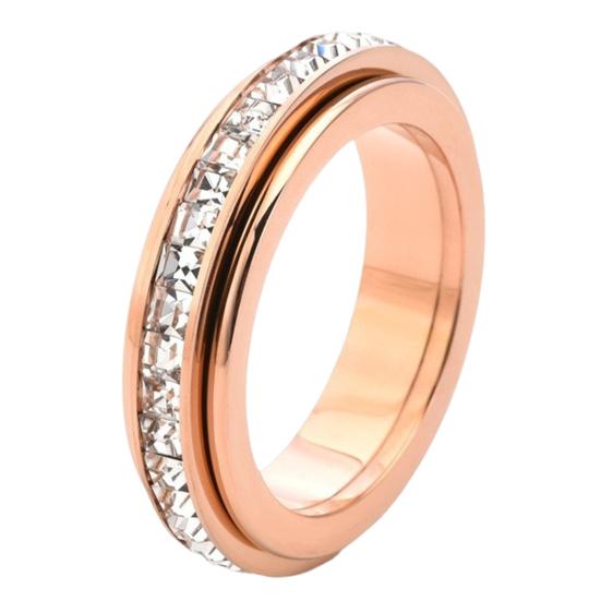 Вращающиеся кольца для женщин мужчин Титановая сталь Кольцо-непоседа с квадратными искусственными бриллиантами Гипоаллергенное кольцо от тревоги Подарок для близких Ему Ей