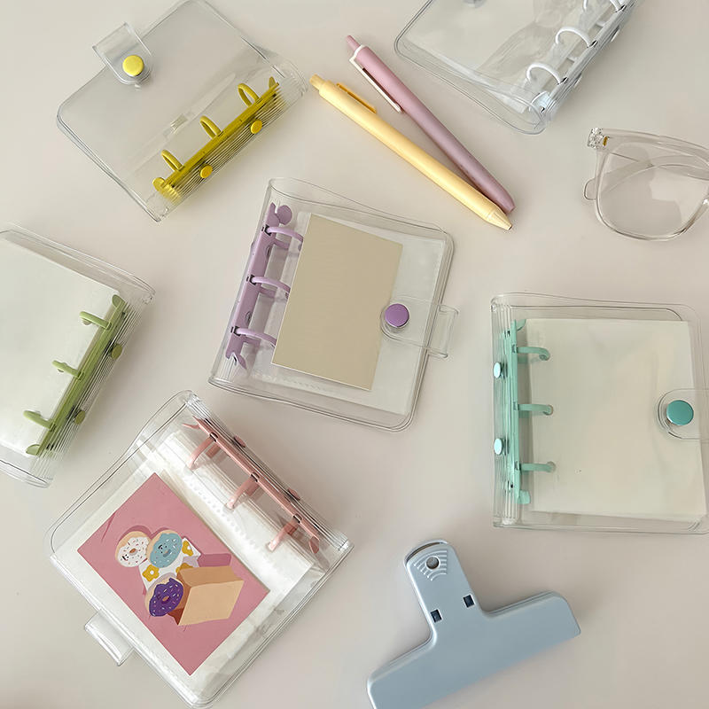 Creative Cute Transparent Mini Loose-leaf Hand Book Student Portable Notebook Ring Binder School Supplies
