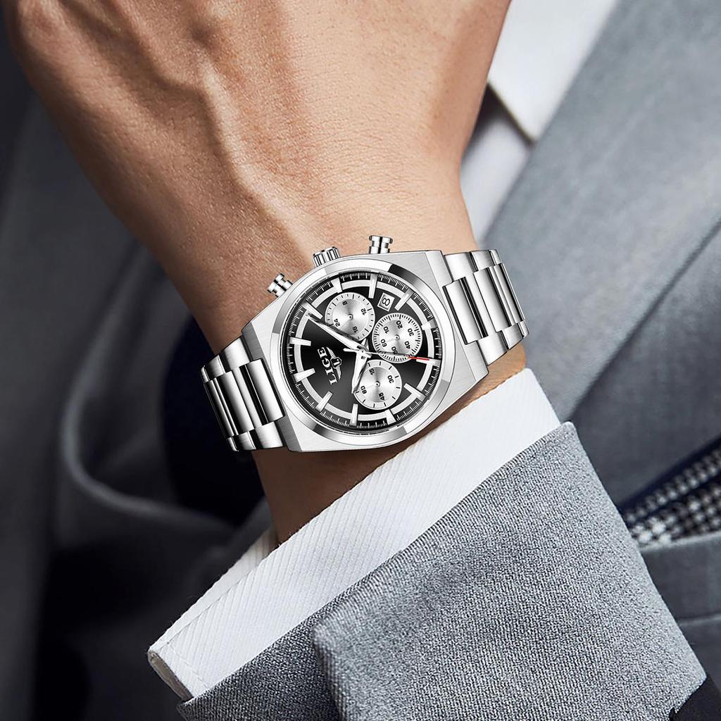 LIGE Новые мужские часы Лучший бренд Простые модные наручные часы Светящиеся водонепроницаемые мужские кварцевые часы